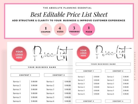 Download PRICE LIST Template Editable Restaurant - Premium Bundle