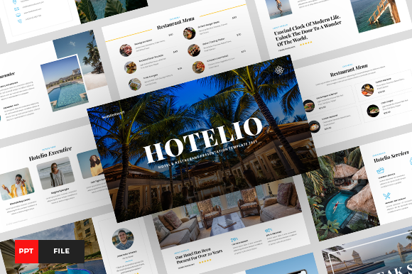 Download Hotelio - Hotel &amp; Restaurant Powerpoint - Premium Bundle