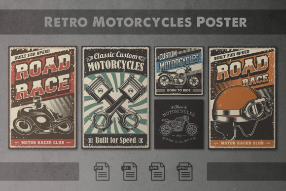 Download Retro Classic Motorcycle Poster - Motorcycle Collection
